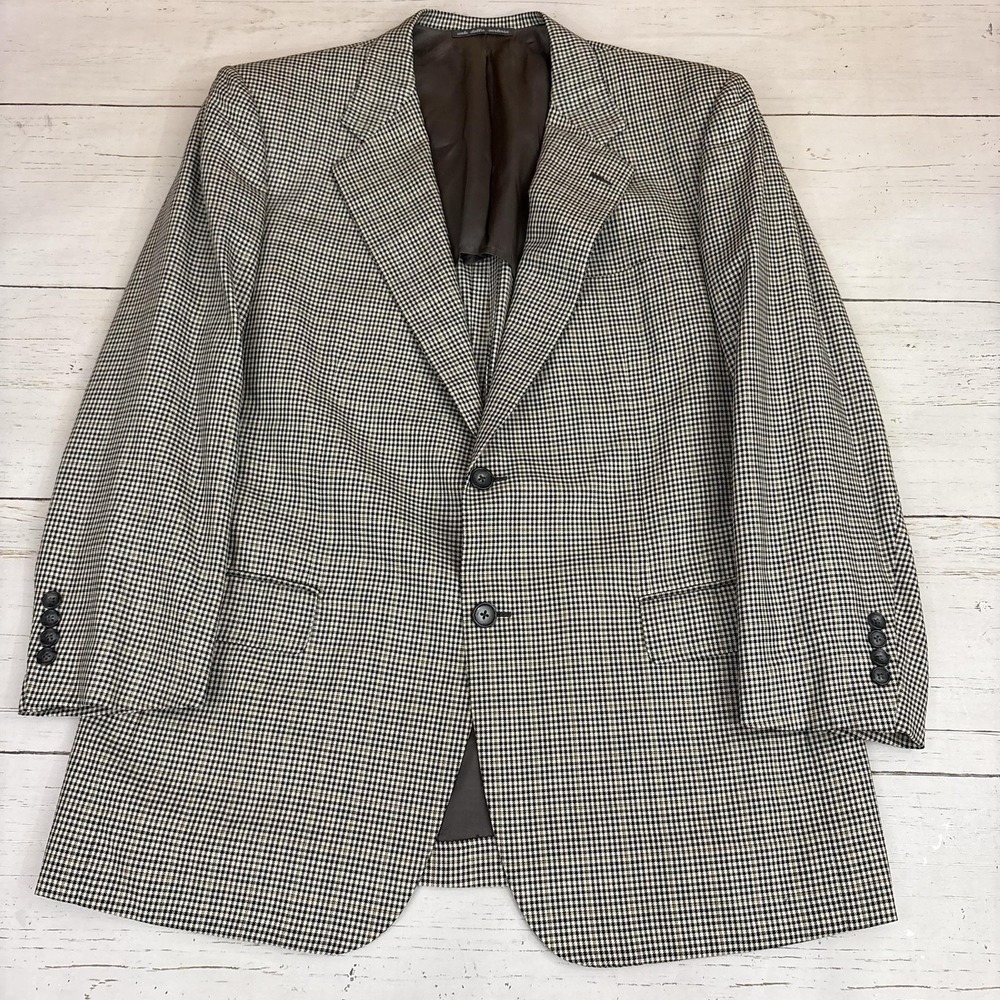 Maus Hoffman Blazer Sport Coat UNstructured Mens 44R Check Wool Silk Tweed Italy